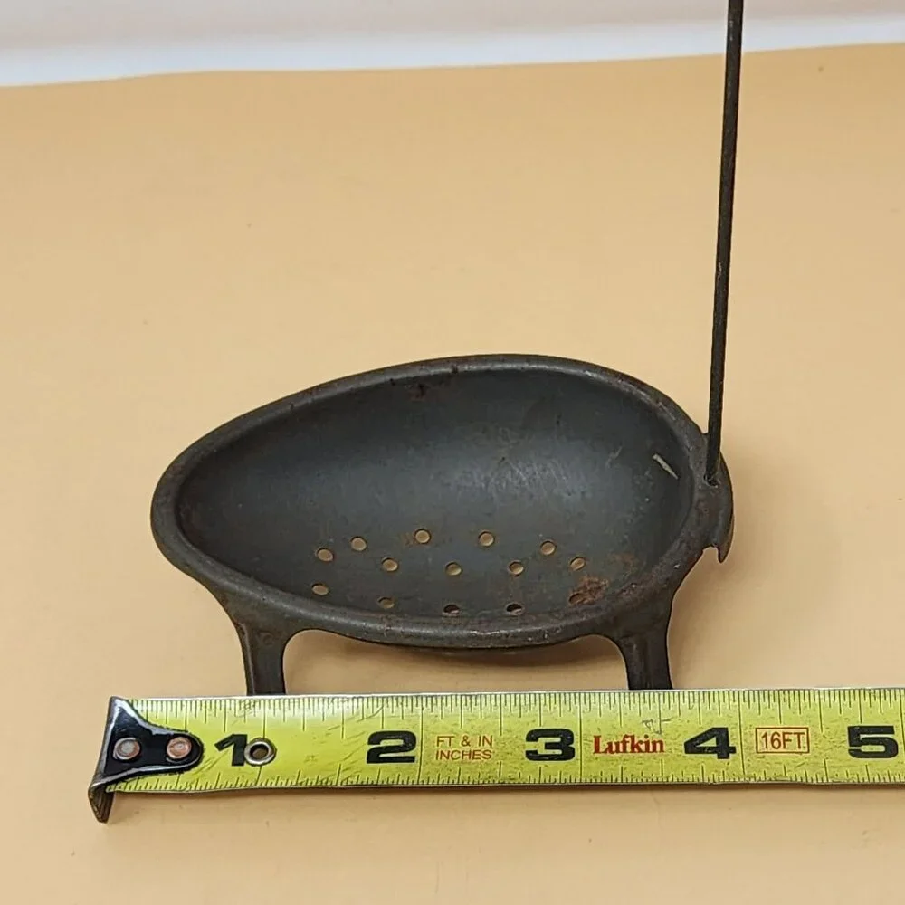 Vintage Footed Metal Egg Poacher Stand‎ Long Lift Rod Farmhouse Rustic Kitchen